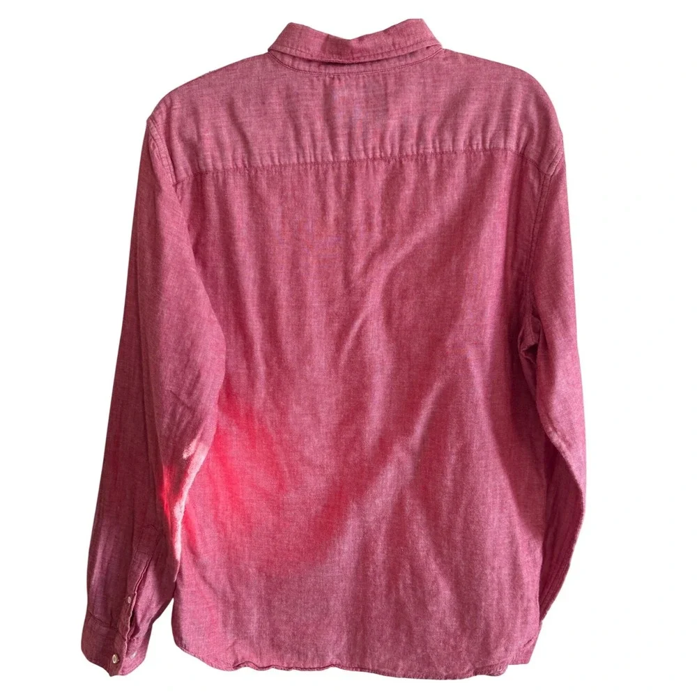 Banana Republic Mens Untucked Slim Fit Button‎ Up Shirt Red Muslin cotton